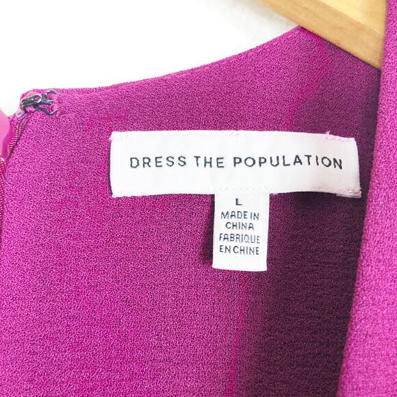NWOT Dress The Population Catalina Fit & Flare Cocktail Dress Large Magenta Chic - Picture 5 of 13